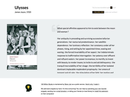 100 Million Books Chrome extension - Ulysses