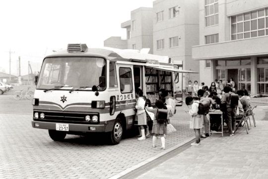 A book bus of the Library of Higashimatsuyama City, Japan