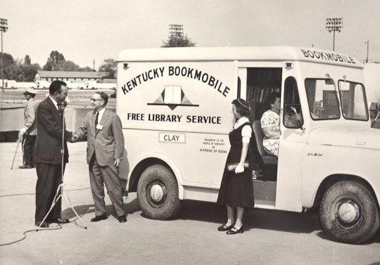 A booktruck of the Clay County Library 1950s