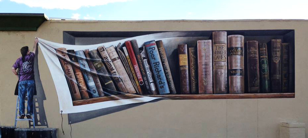 Banned Books Week mural on the wall of Poor Richard's Bookstore in Colorado Springs