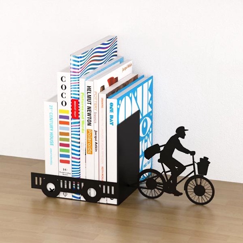 Clever bicycle bookmobile bookend