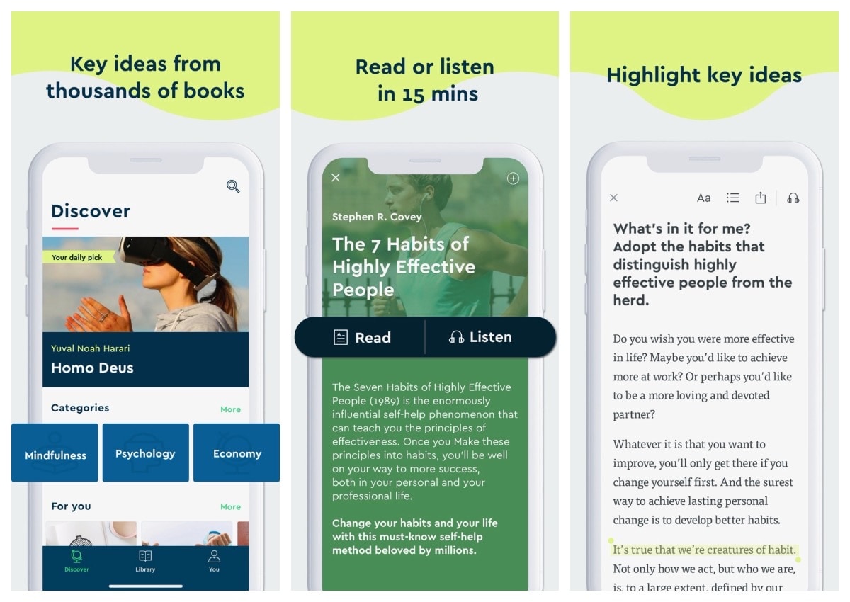 Blinkist app - read key ideas from nonfiction books