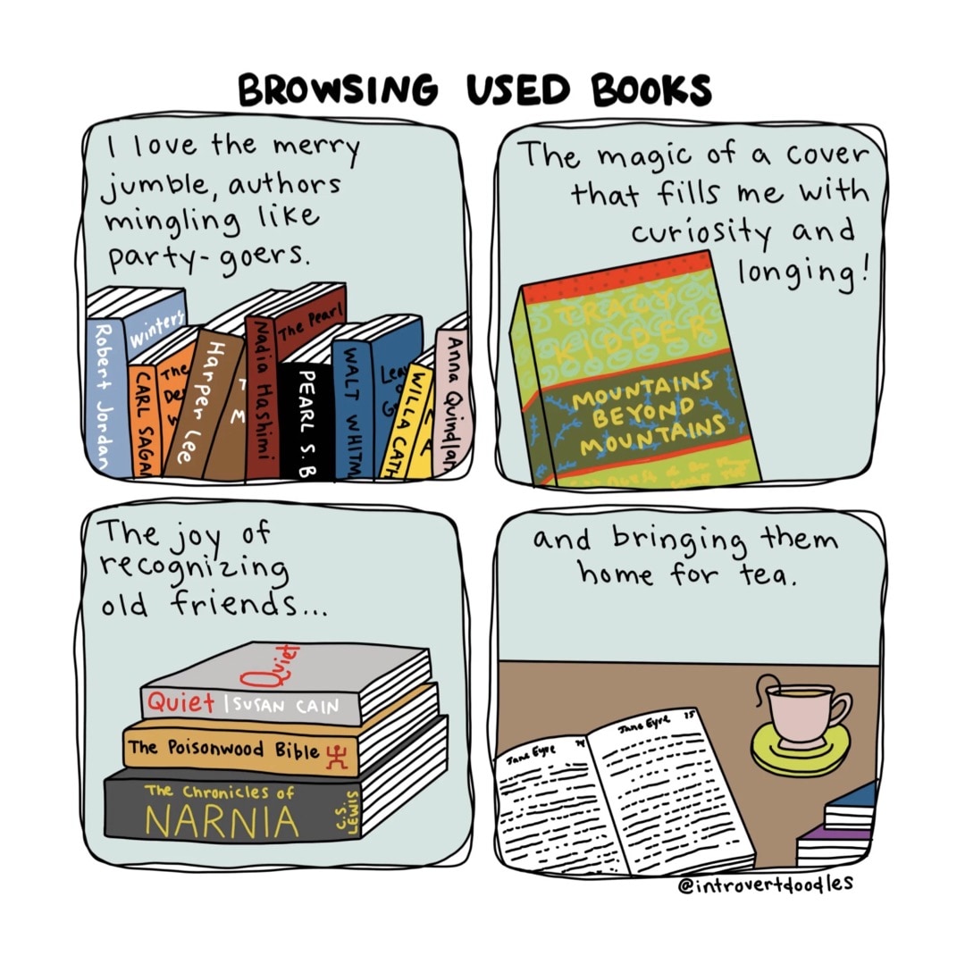 Browsing Old Books cartoon by Introvert Doodles - best cartoons about books