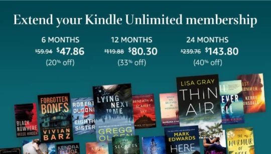 Extend Kindle Unlimited membership and save even 40% - valid through June 30, 2020