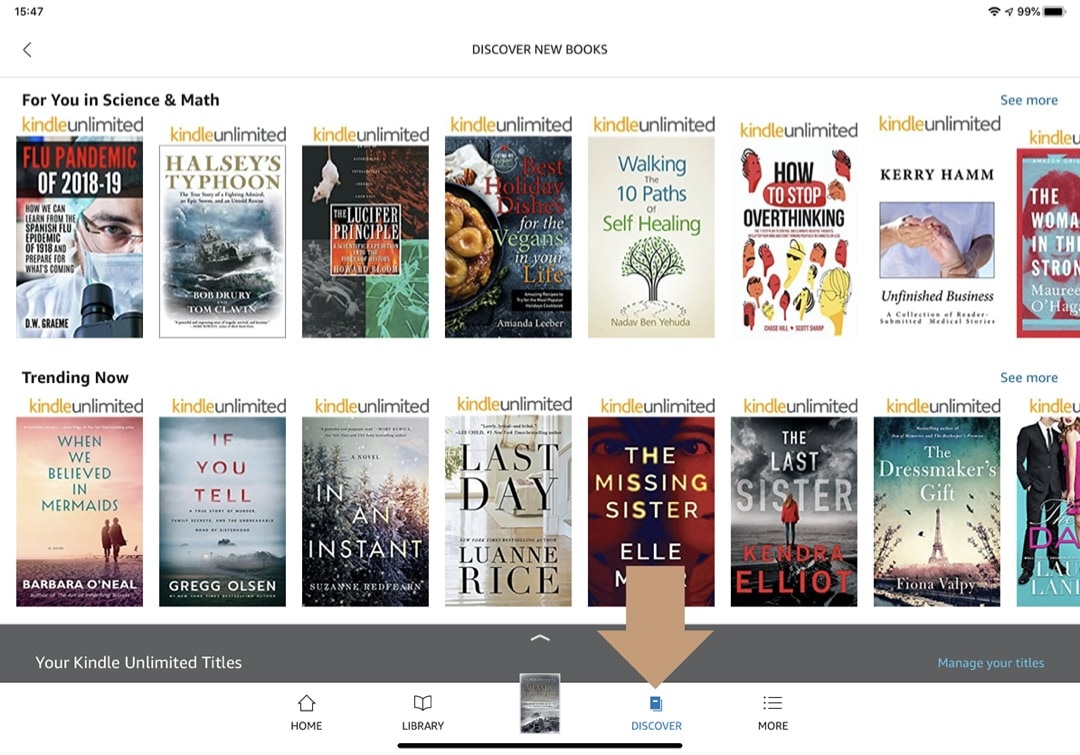 Find Kindle Unlimited books on iPad