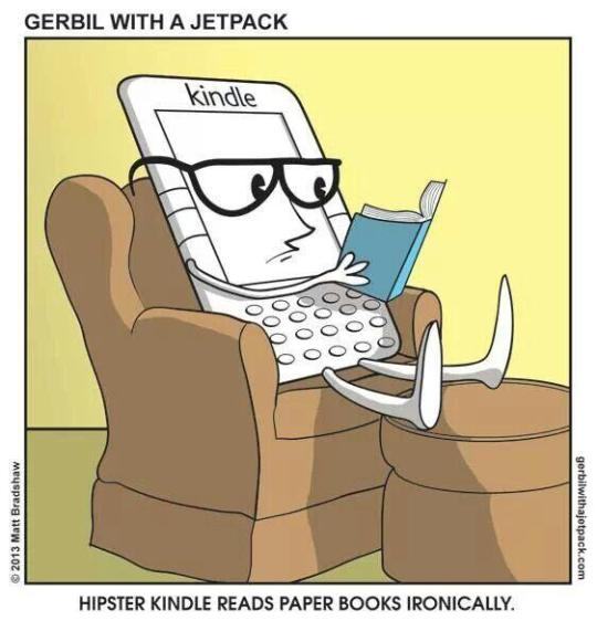 Hipster Kindle cartoon