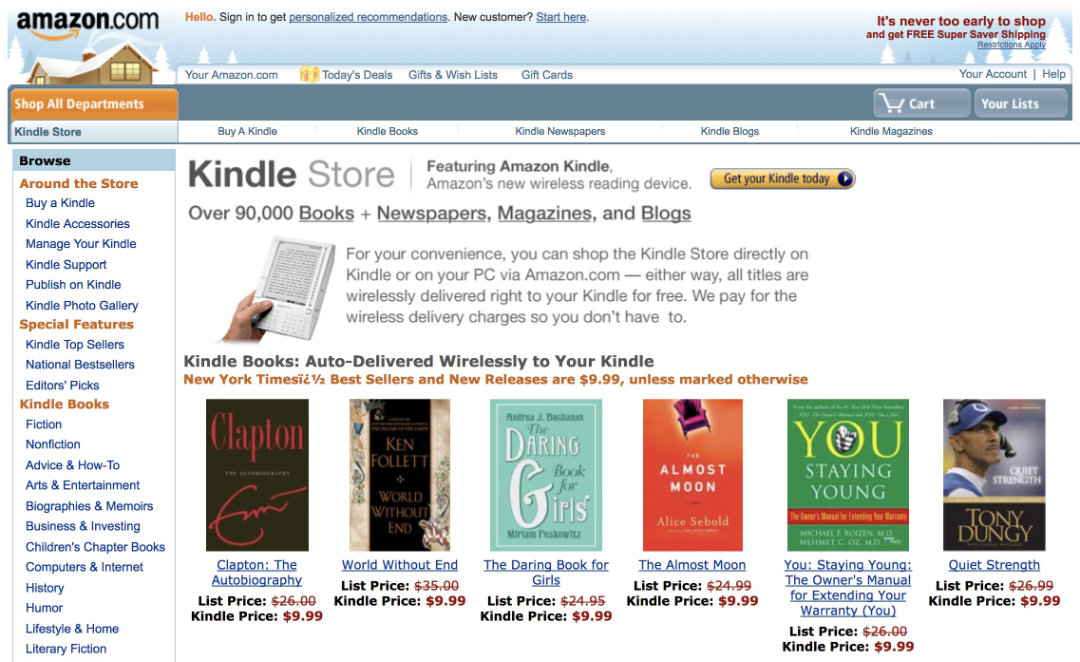 Kindle Store in November 2007