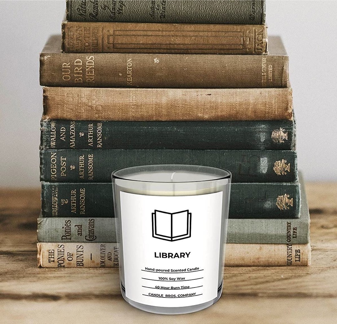 Library candle in a modern packaging - best gifts ideas