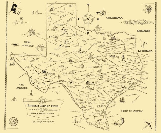 Literary Maps - 1955 literary map of Texas