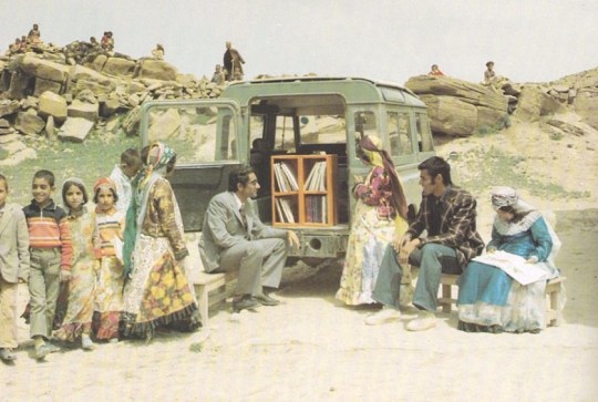 Mohammad Bahmanbeigi and his mobile library in Iran, 1970s