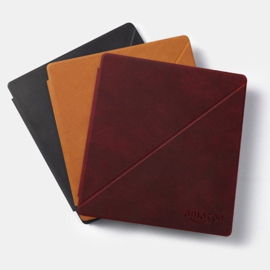 Premium leather case covers for Kindle Oasis are available in three colors