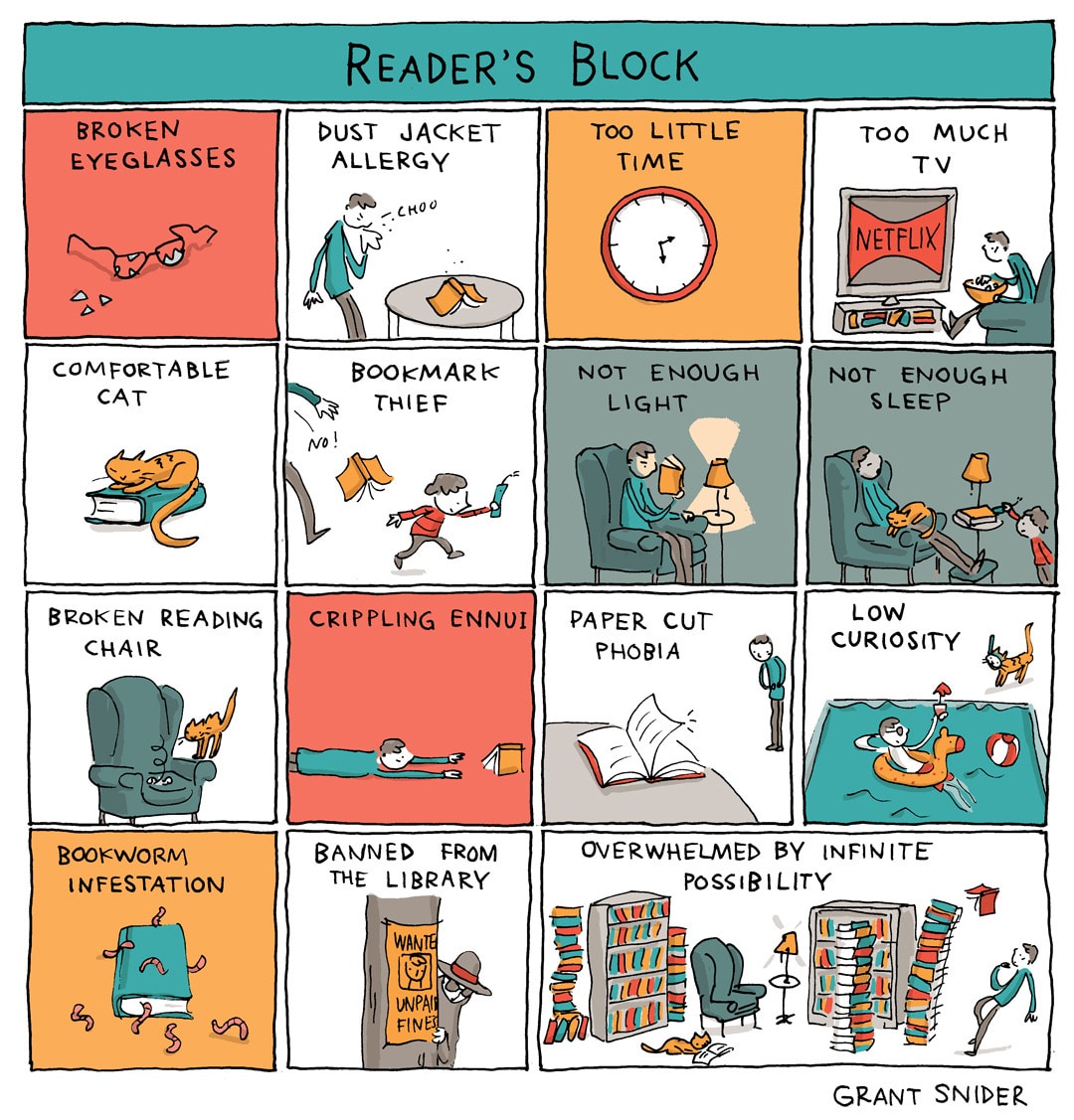 Do you suffer from reader’s block? (cartoon)