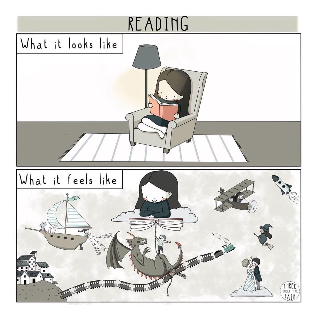 Reading What It Feels Like - best cartoons by Three Under The Rain