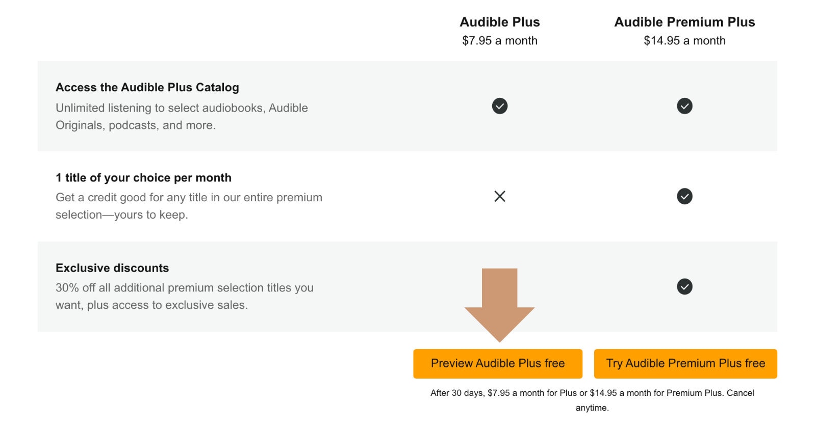 Sign up for Audible Plus free trial