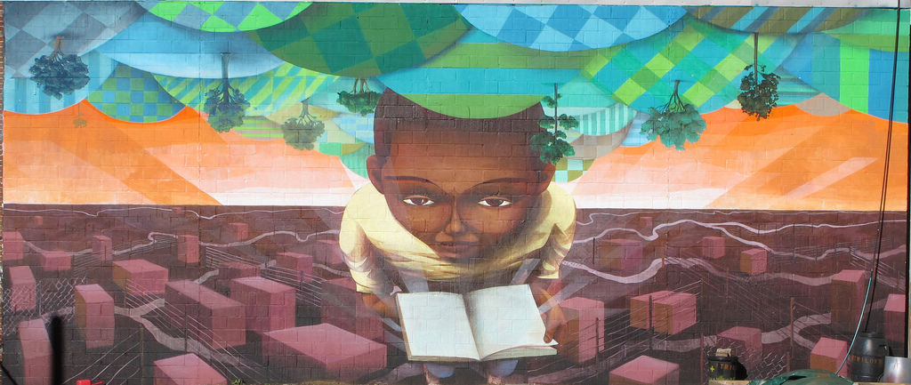 Street art - Kid Reading a Book