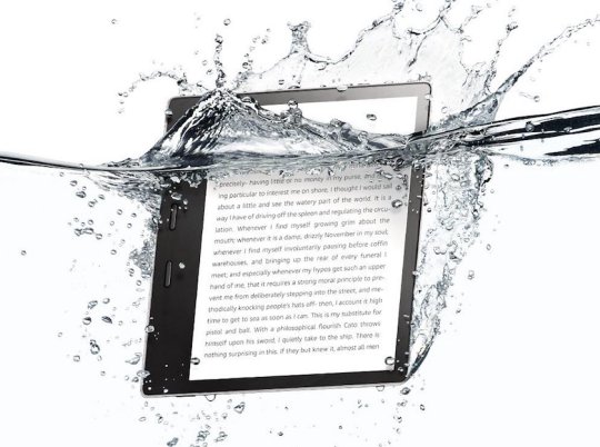 The second-generation Amazon Kindle Oasis is waterproof and has IPX8 water-resistance rating