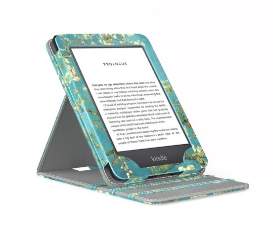 Vertical flip standing Amazon Kindle floral cover