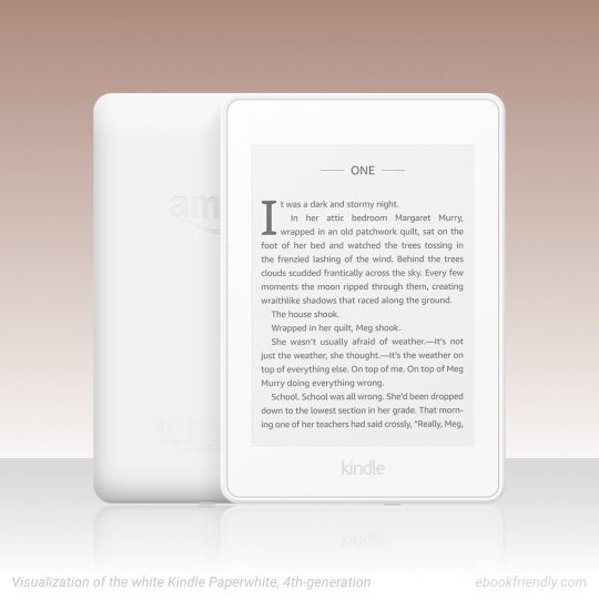 White Kindle Paperwhite 4 - visualization by Piotr Kowalczyk / Ebook Friendly